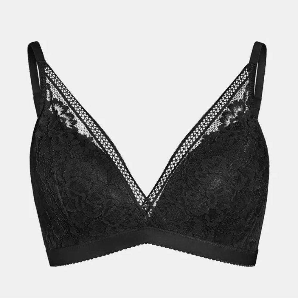 Knix Lace Deep V Bralette Black Lightly Padded - Picture 3 of 14